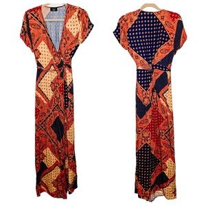 Vici Patchwork Wrap Maxi Dress